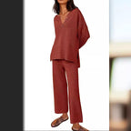 Sarah Express Women's Two-Piece Leisure Set Long Sleeve Top and Pants Casual Suit