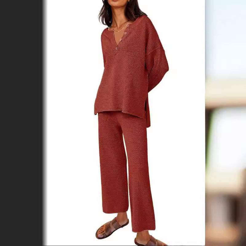 Sarah Express Women's Two-Piece Leisure Set Long Sleeve Top and Pants Casual Suit