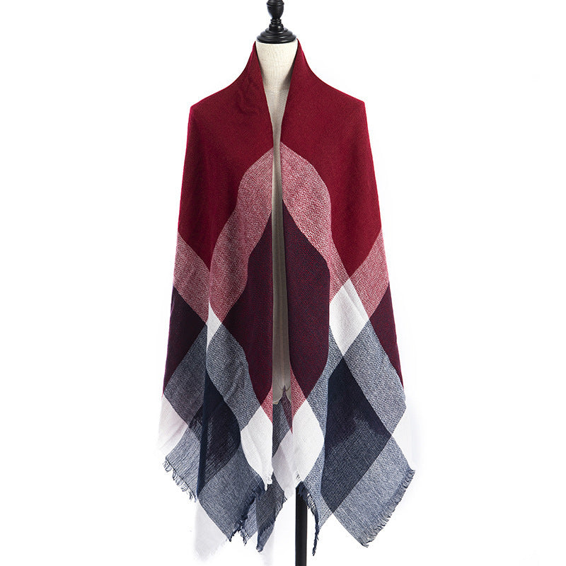 Women's Oversized Square Scarf Cashmere-like Double-Sided Shawl 140cm Woven Fall Winter Accessory