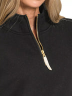 Sarah Express Women’s Oversized Fleece Half Zip Sweatshirt with Mock Neck