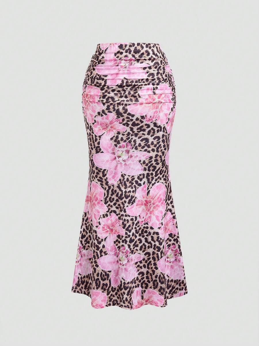 Women's A-Line Maxi Skirt Printed Elastic Waist Long Casual Vacation