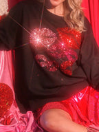 Sarah Express Women's Lips Round Neck Dropped Shoulder Sweatshirt