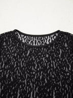 Sarah Express Women's Leopard Pattern Sheer Mesh Long Sleeve Top