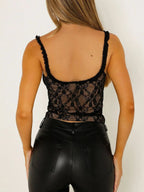 Sarah Express Women's Lace Cami Top with Frill Straps and Bow Detail