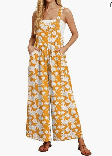 Women's Casual Loose Jumpsuit Pockets Polyester One Piece