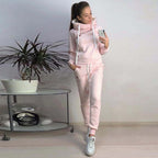 Women's Fleece Hooded Sports Suit Two-Piece Set