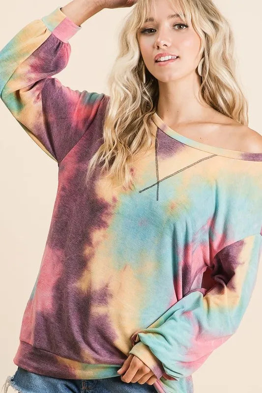Tie Dye Print French Terry Sweatshirt