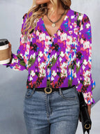 Sarah Express Women's Printed Button Up Long Sleeve Shirt