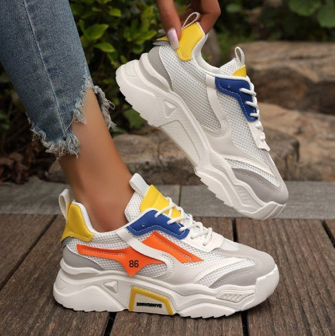 Sarah Express Breathable Mesh Platform Lace-Up Casual Sneakers