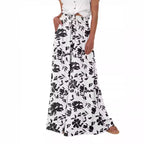 Women's High Waist Wide Leg Pants Casual Polyester Trousers