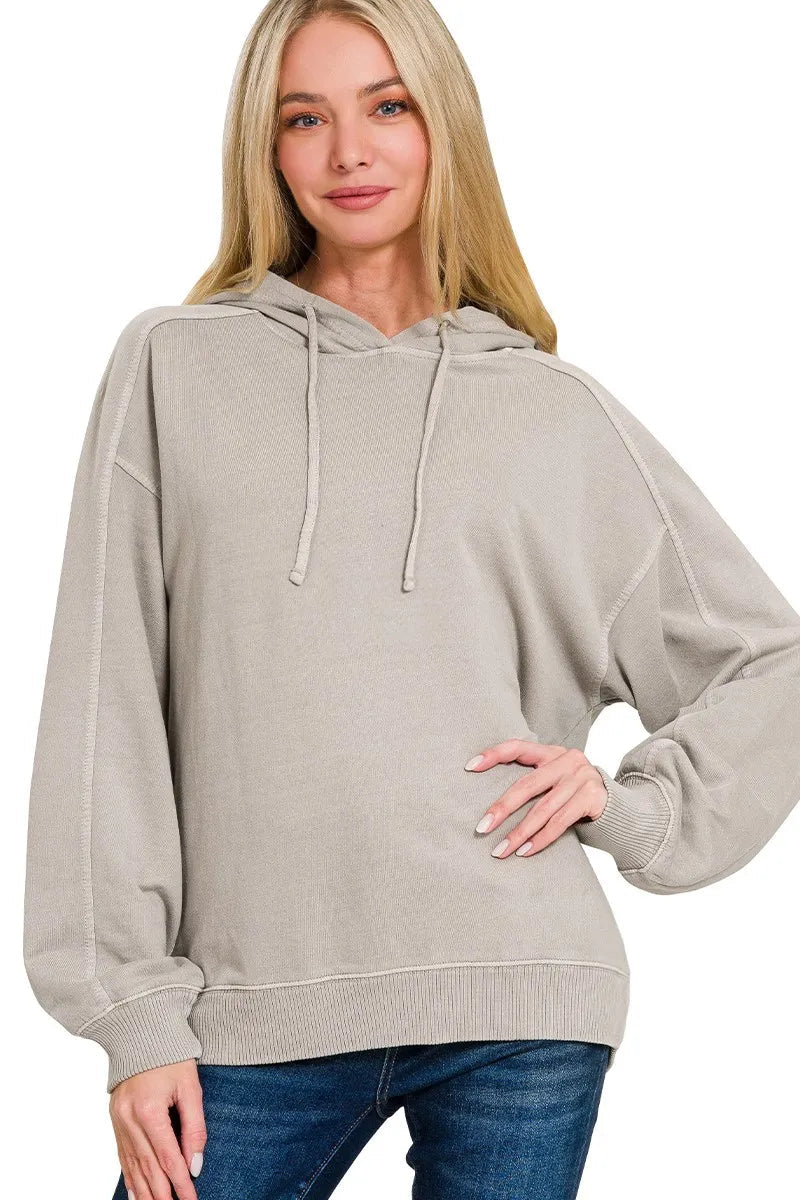 Sarah Express Women’s Oversized Pigment Dye French Terry Hoodie
