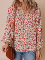 Sarah Express Women's Floral Long Sleeve Button Down Blouse