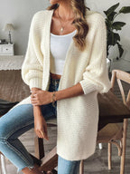 Sarah Express Women's Open Front Drop Shoulder Cardigan - Ribbed Knit Sweater