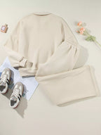 Sarah Express Women's Drop Shoulder Zip Up Jacket and Drawstring Pants Active 2pcs Set