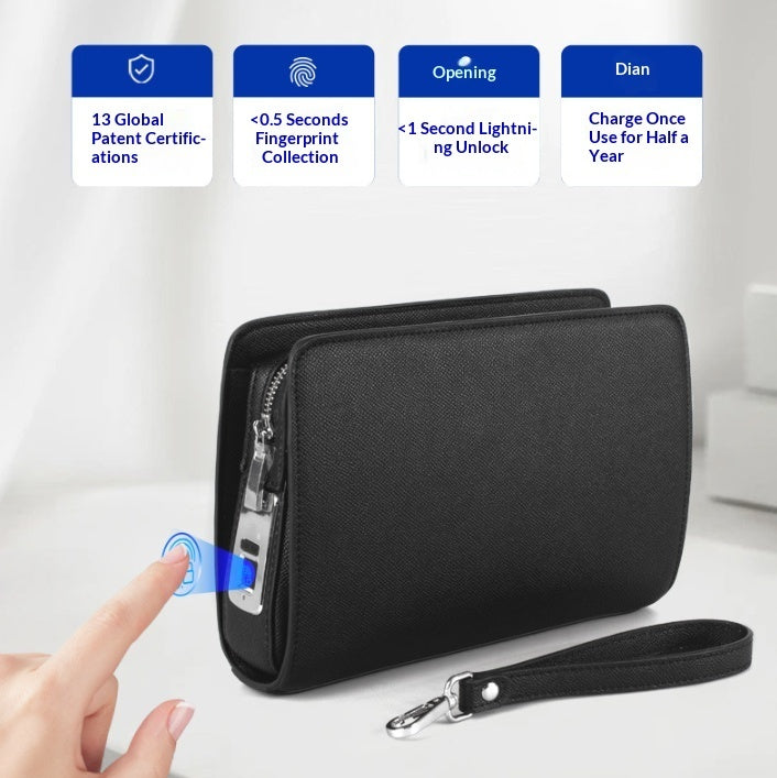 Sarah Express Men's Smart Fingerprint-Proof PU Leather Clutch Bag – Urban Minimalist Wallet Clutch