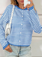 Sarah Express Women's Striped Button-Up Cardigan