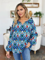Sarah Express Women's Printed Balloon Sleeve Blouse