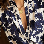 Women's Floral Button Shirt with Lantern Sleeves