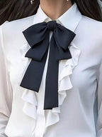 Sarah Express Women's Ruffled Tie Front Long Sleeve Blouse