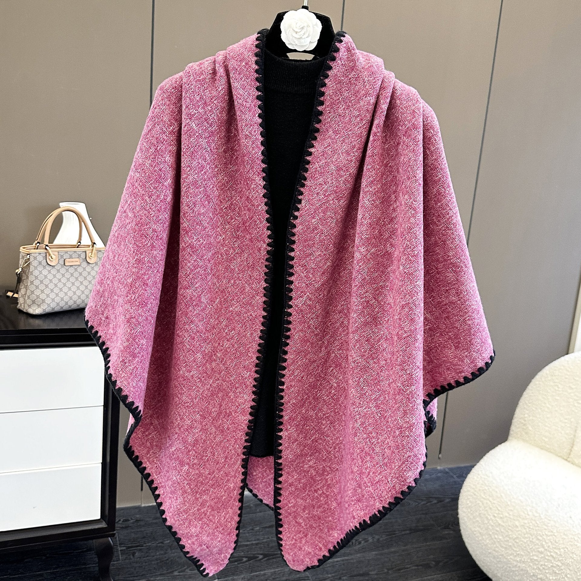 Oversized Polyester Scarf Shawl Wrap Printed Plaid Women's Fall Winter Accessory