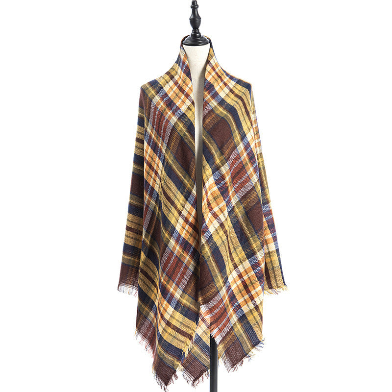 Women's Oversized Square Scarf Cashmere-like Double-Sided Shawl 140cm Woven Fall Winter Accessory