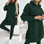 Women's Hooded Sweatshirt and Thickened Leggings Two-Piece Athleisure Set