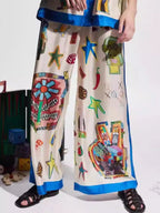 Sarah Express Women's Printed Button Up Shirt and Pants Set