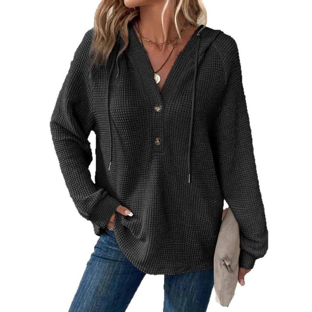 Women's V-Neck Long Sleeve Pullover Sweater Loose Fit Casual