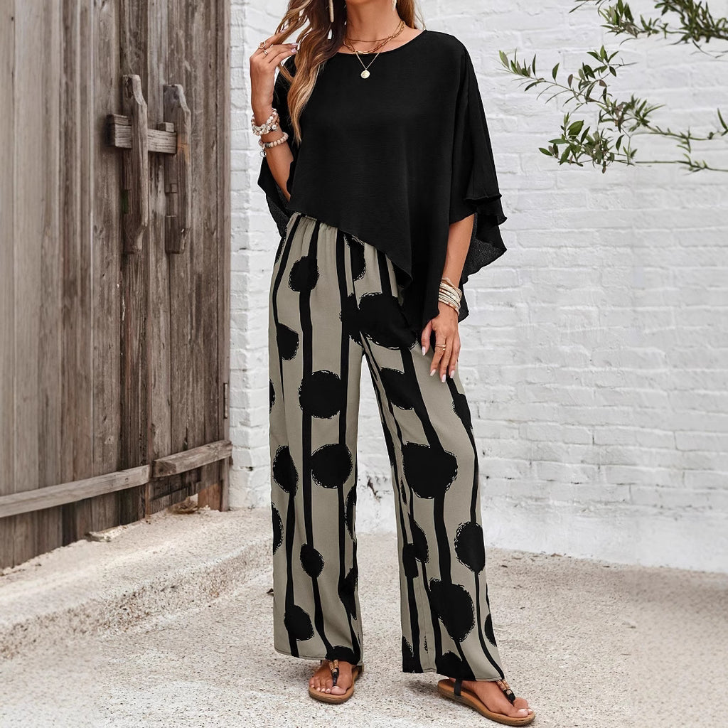 Women's Two-Piece Set Abstract Print Top Pants Summer