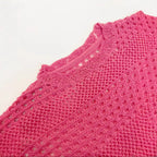 Women's Knitted Cutout Tunic Top Short Sleeve Pullover