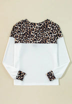 Sarah Express Women's Waffle-Knit Leopard V-Neck Long Sleeve Blouse