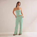 Striped Two-Piece Suit Set Sleeveless Top Trousers Women's Casual