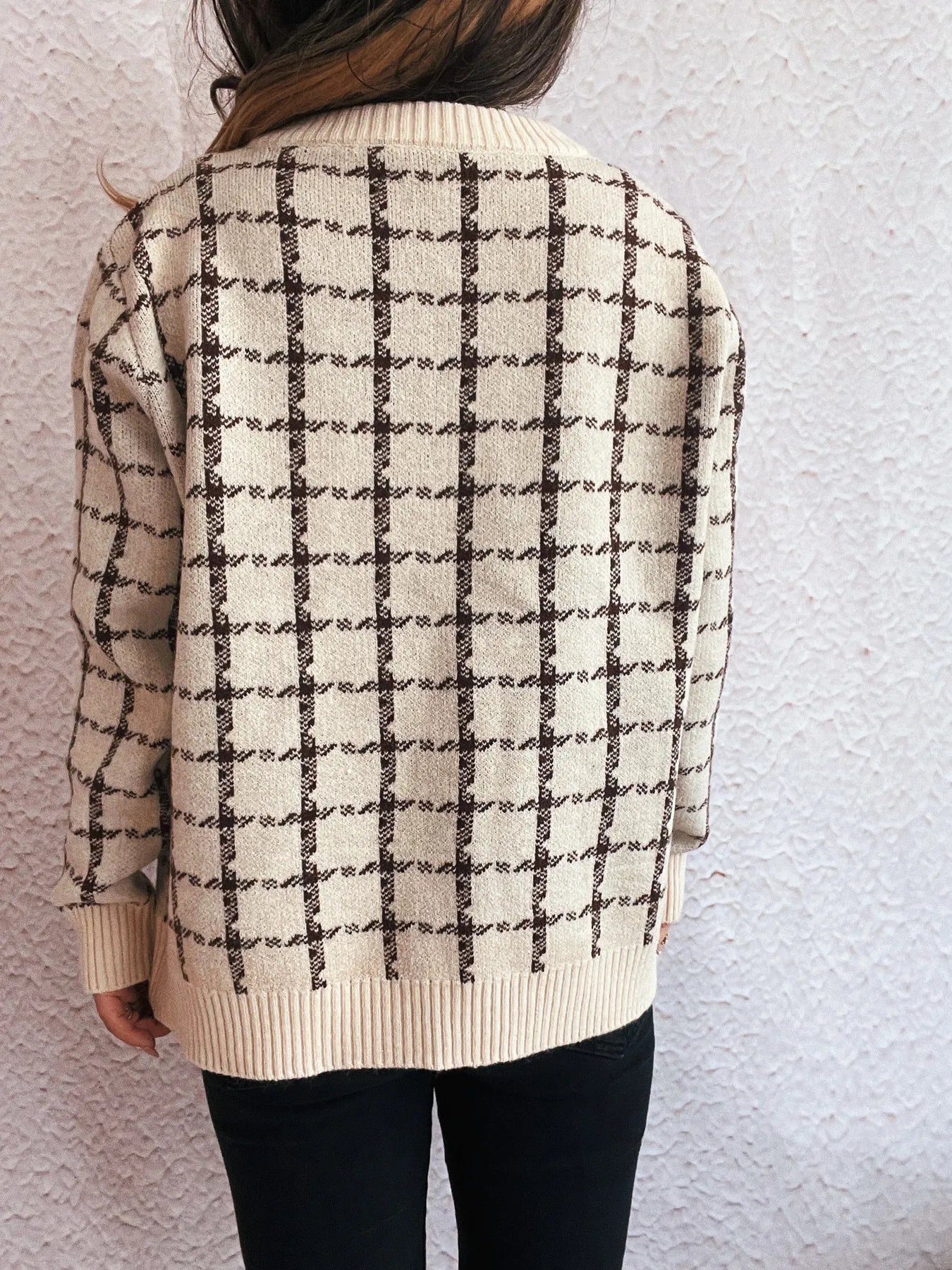 Sarah Express Women's Plaid Pattern Zip Up Cardigan