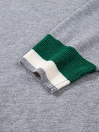 Sarah Express Women's Contrast Striped Trim V Neck Varsity Sweater