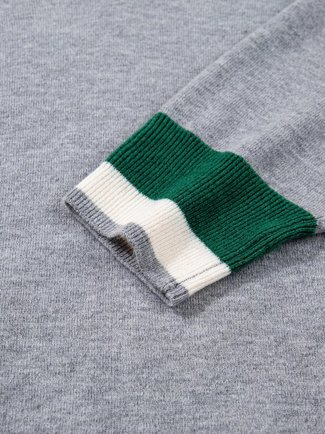 Sarah Express Women's Contrast Striped Trim V Neck Varsity Sweater