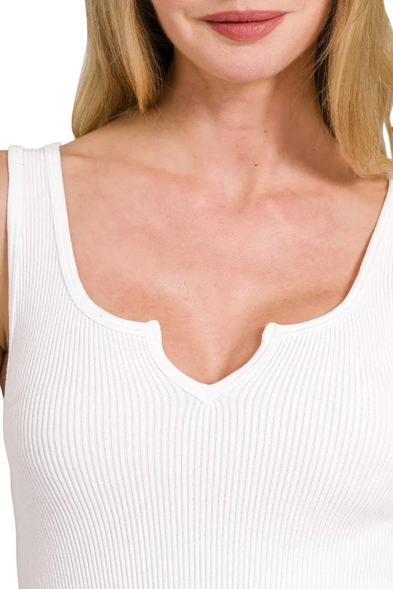 Seamless Split Neck Bra Tank Top