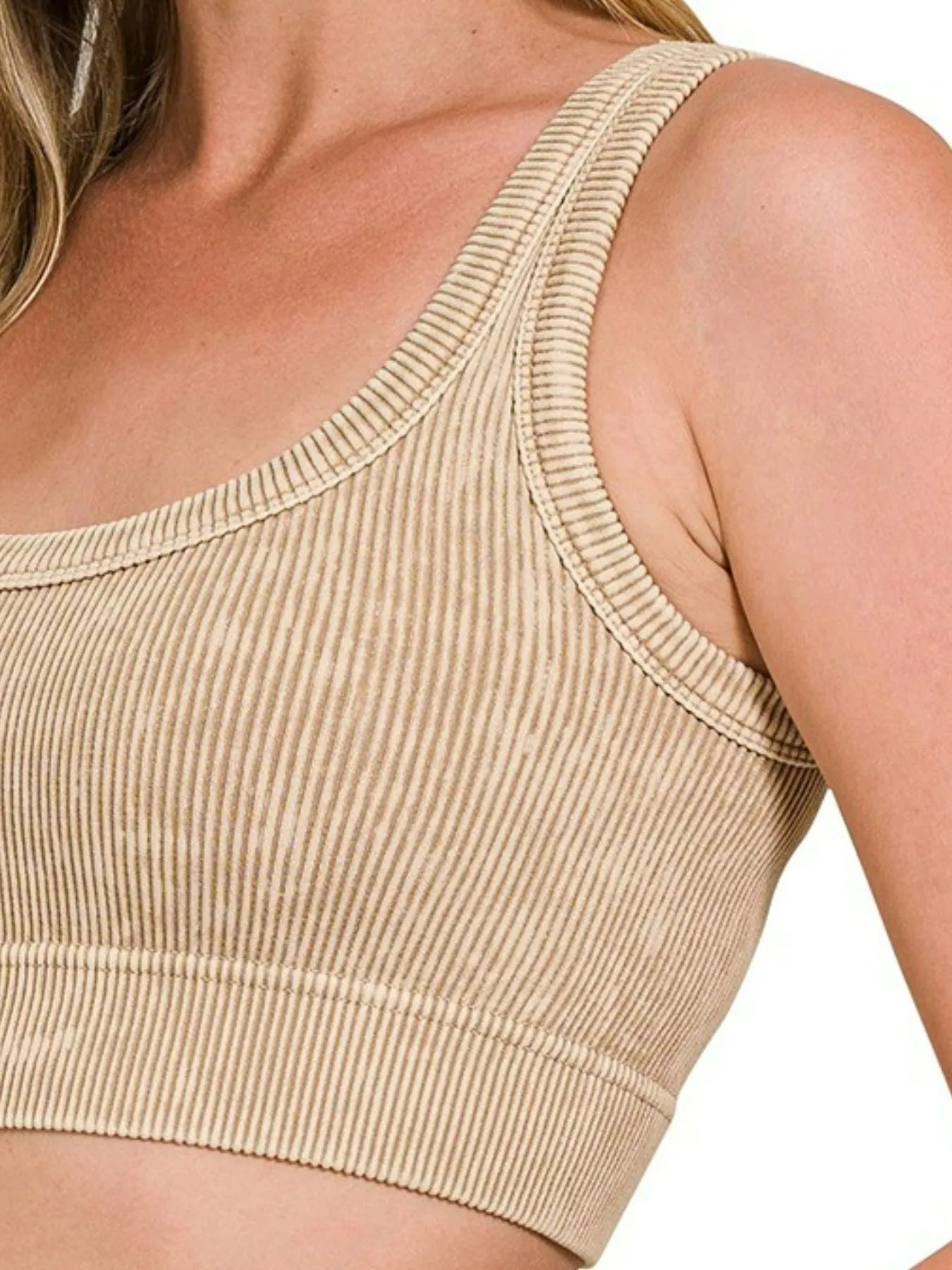 Sarah Express Women's Ribbed Scoop Neck Tank Top | Seamless Cropped | Nylon Spandex | S/M-L/XL