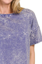 Sarah Express Women’s Washed Crop Boxy T-Shirt with Drop Shoulders