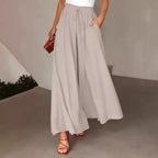 Women's Polka Dot Wide-Leg Pants Elastic Waist Loose Fit Casual Trousers