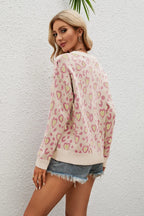 Sarah Express Women's Heart Round Neck Dropped Shoulder Sweater