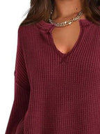Sarah Express Women's Waffle Knit Long Sleeve Sweatshirt