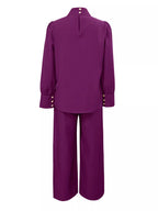 Sarah Express Women's High Neck Asymmetric Top and Pants Set