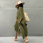 Women's Rayon Embroidered Beach Cover Up Cardigan Sun Protection Swimwear