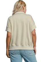 Sarah Express Women’s Plus Size Short Sleeve Half-Zip Top Casual