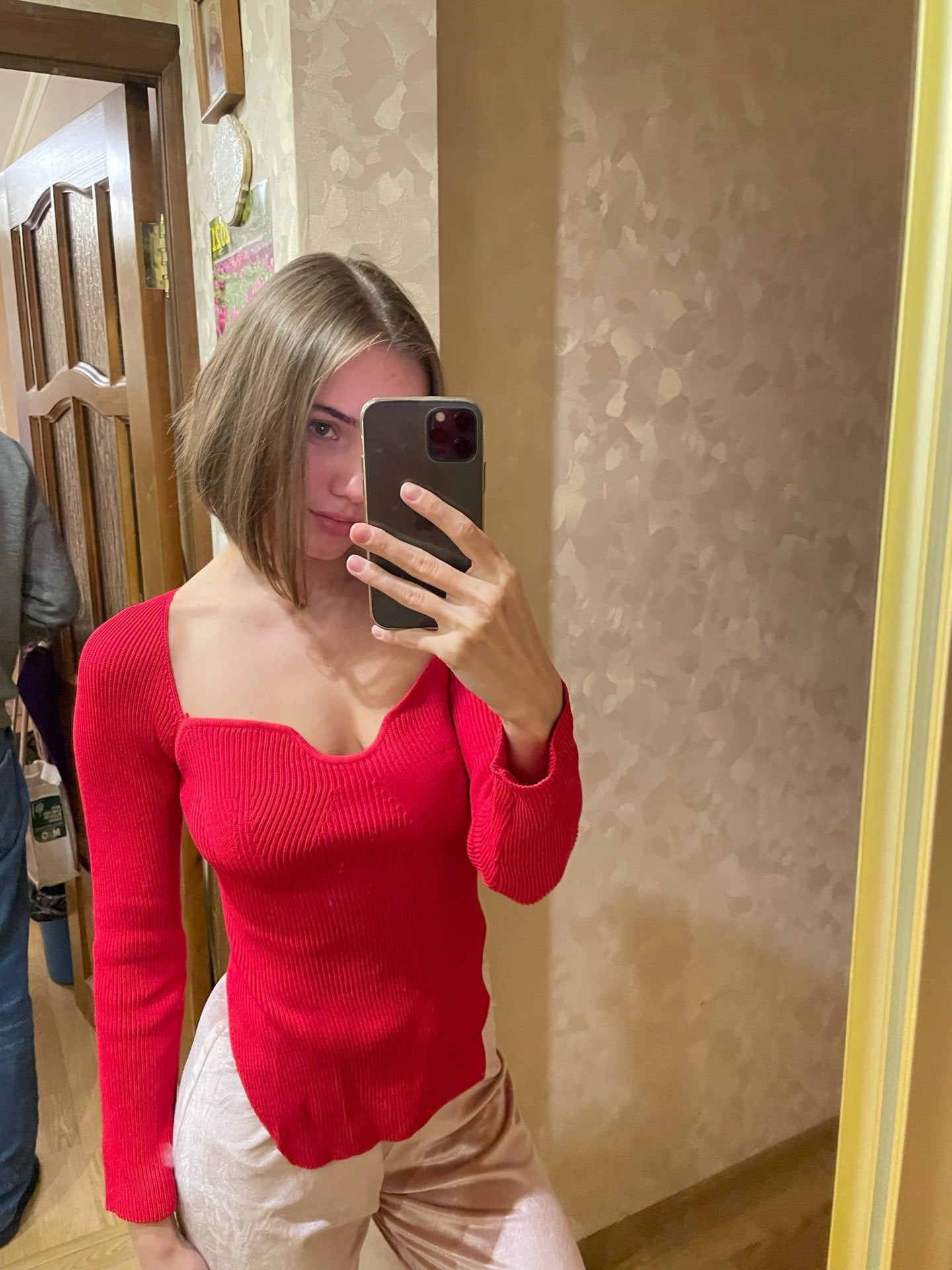 Women's Off-Shoulder Pullover Sweater - Long Sleeve Knit Top