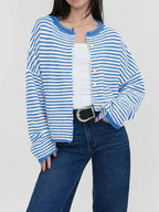 Sarah Express Women's Striped Button-Up Cardigan