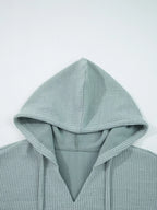 Sarah Express Women's Ribbed Drop Shoulder Knit Hoodie