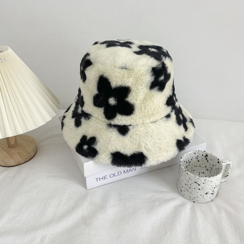 Women's Plush Dome Winter Hat with Floral Accent