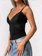 Sarah Express Women's Lace Trim V-Neck Cami Top