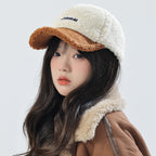 Women's Plush Peaked Cap Baseball Hat Adjustable Winter Warm